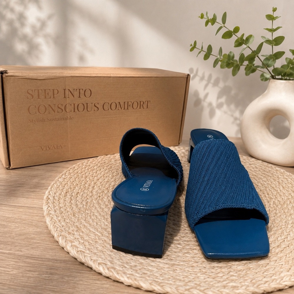 VIVAIA Denim Blue Knit Mule Heels | EU 40 / US 9 - Picture 4 of 8